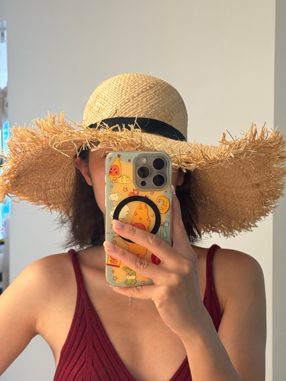 NEW Straw Wide-Brim Sun Hat with Black Band - Natural